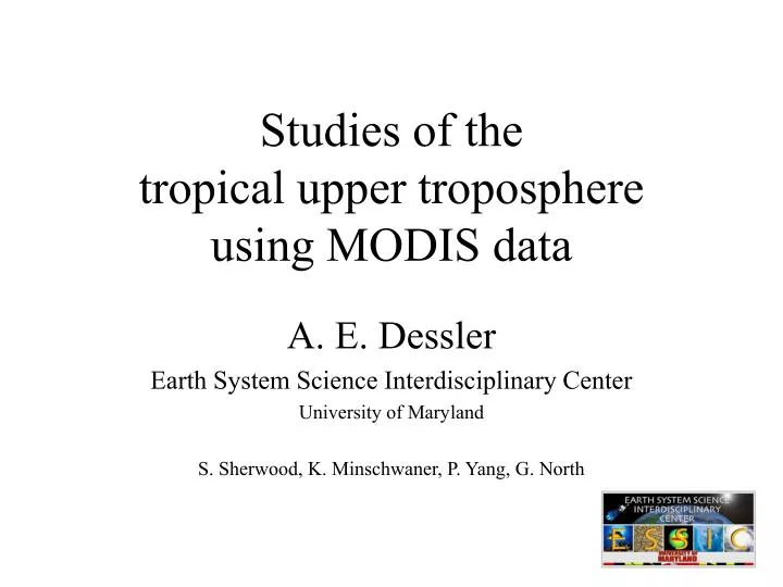 studies of the tropical upper troposphere using modis data