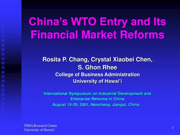 china s wto entry and its financial market reforms