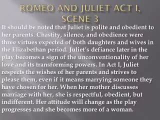 Romeo and Juliet Act I, scene 3