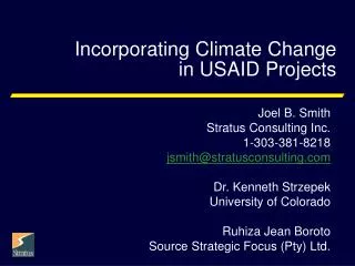 Incorporating Climate Change in USAID Projects