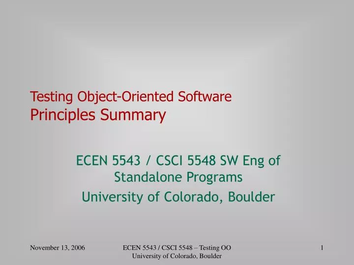 testing object oriented software principles summary