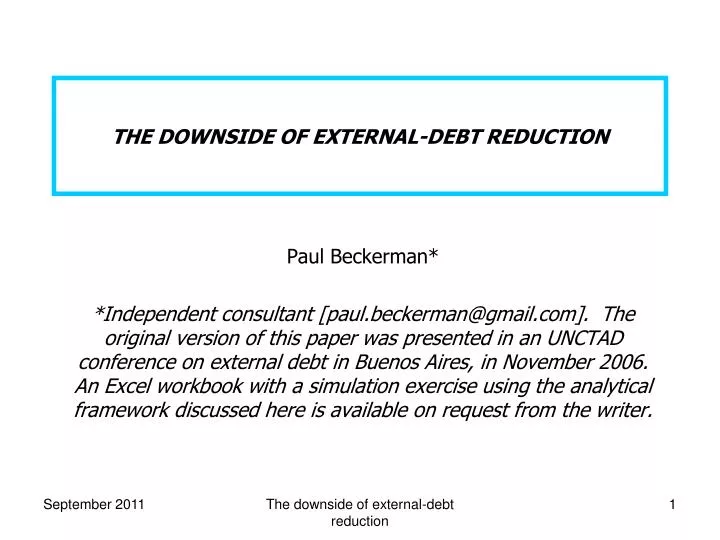 the downside of external debt reduction