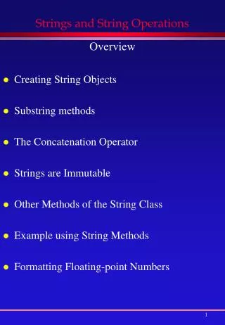 Strings and String Operations