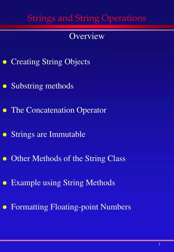 strings and string operations