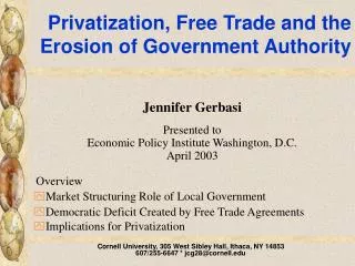 Privatization, Free Trade and the Erosion of Government Authority