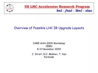 Overview of Possible LHC IR Upgrade Layouts