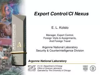 Export Control/CI Nexus