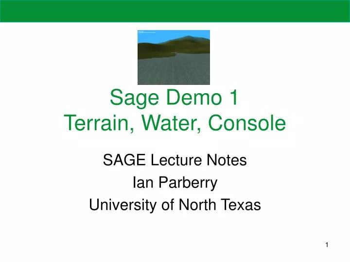 sage demo 1 terrain water console