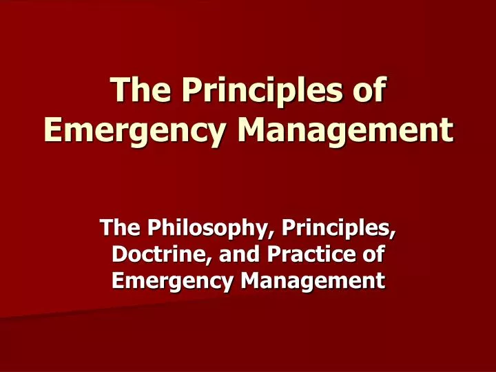 the principles of emergency management
