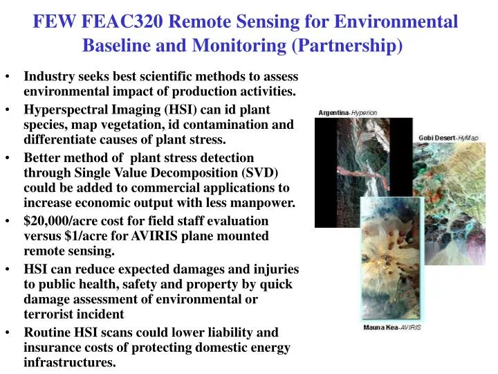 few feac320 remote sensing for environmental baseline and monitoring partnership
