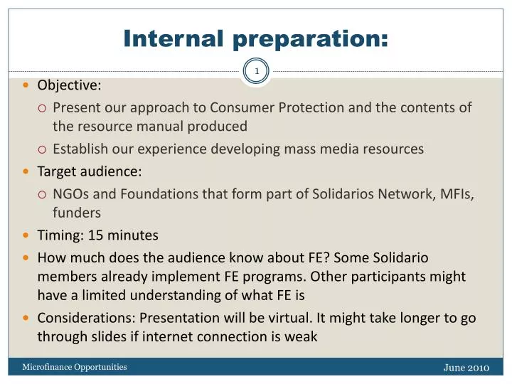 internal preparation