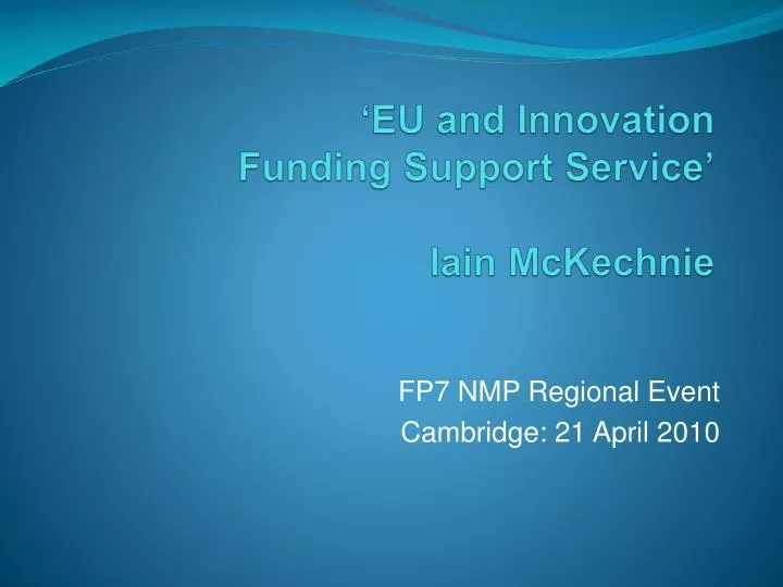 eu and innovation funding support service iain mckechnie