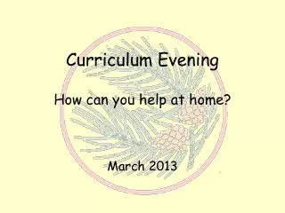 Curriculum Evening How can you help at home?