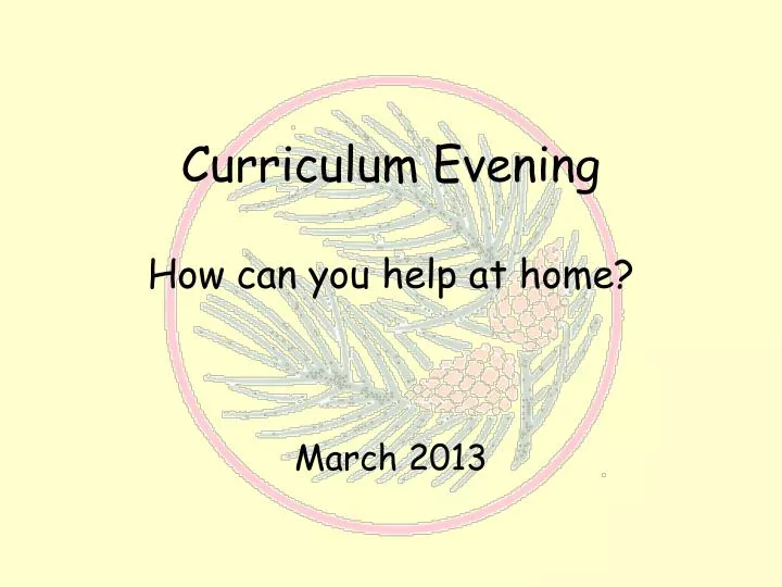 curriculum evening how can you help at home