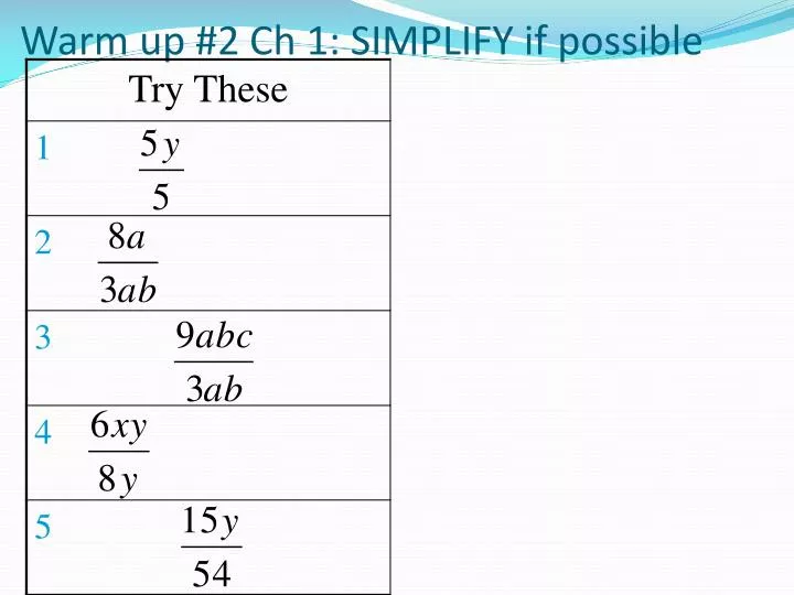 warm up 2 ch 1 simplify if possible