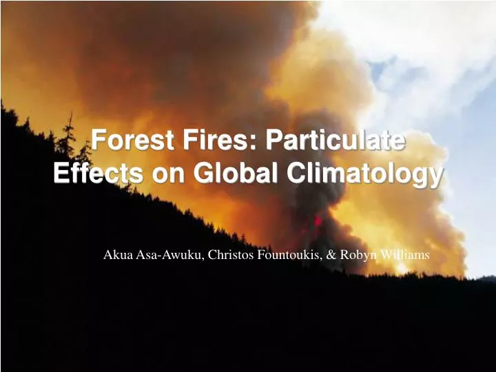 forest fires particulate effects on global climatology