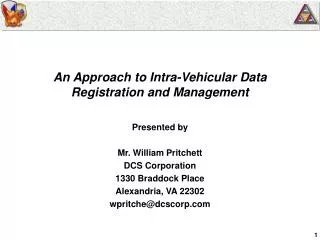 An Approach to Intra-Vehicular Data Registration and Management