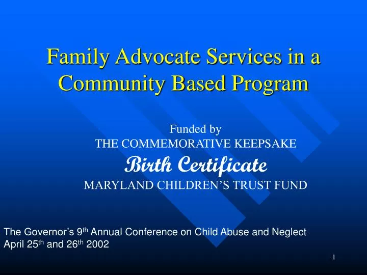 family advocate services in a community based program