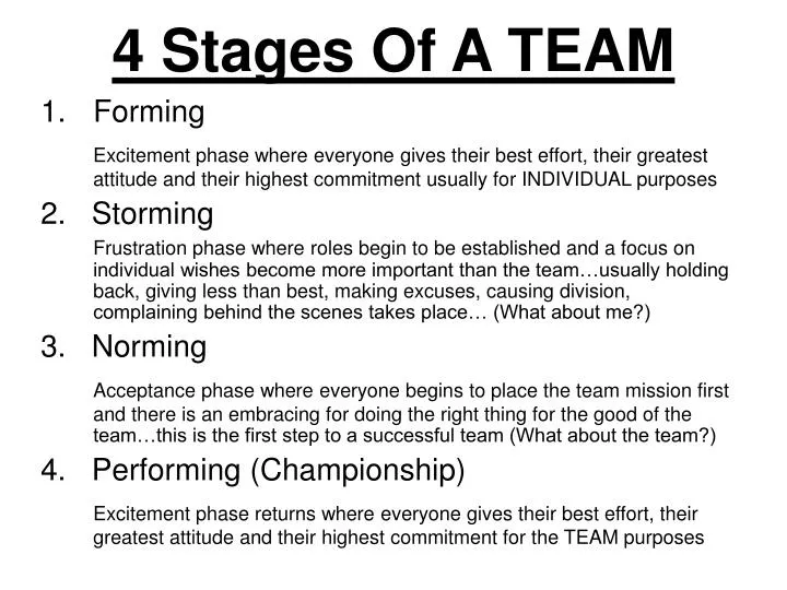 4 stages of a team