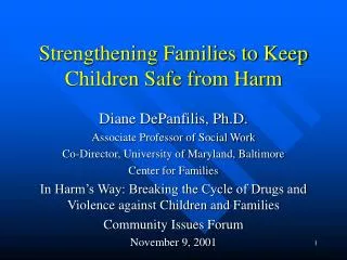 Strengthening Families to Keep Children Safe from Harm