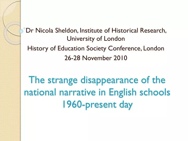 the strange disappearance of the national narrative in english schools 1960 present day