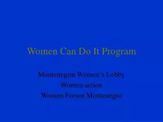 Women Can Do It Program