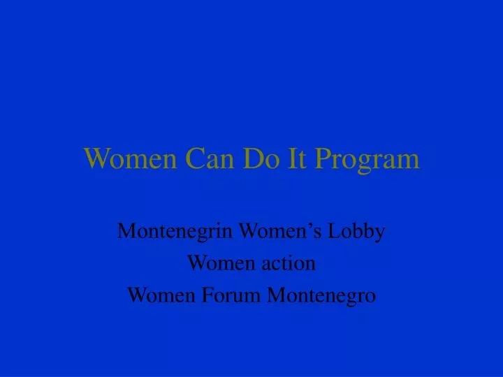 women can do it program