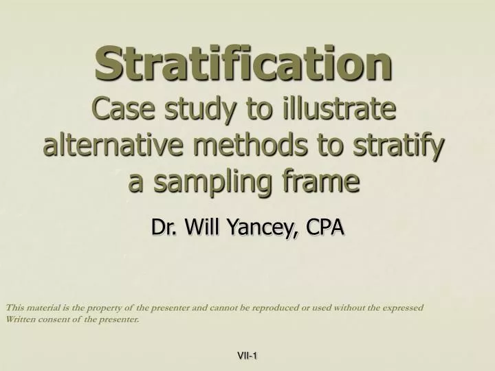 stratification case study to illustrate alternative methods to stratify a sampling frame