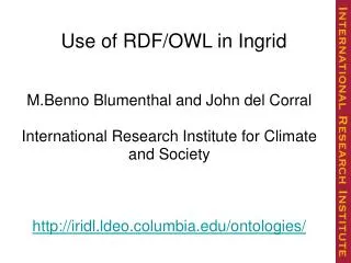 Use of RDF/OWL in Ingrid