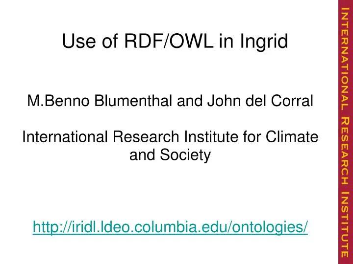 use of rdf owl in ingrid