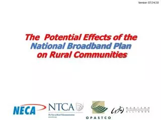 The Potential Effects of the National Broadband Plan on Rural Communities
