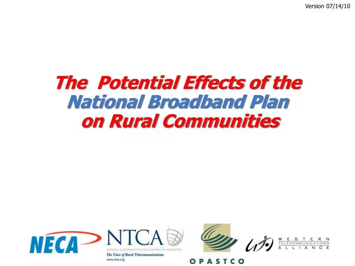 the potential effects of the national broadband plan on rural communities