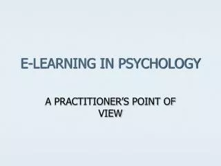 e learning in psychology