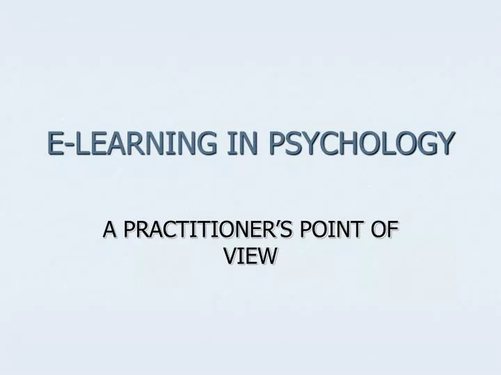 e learning in psychology