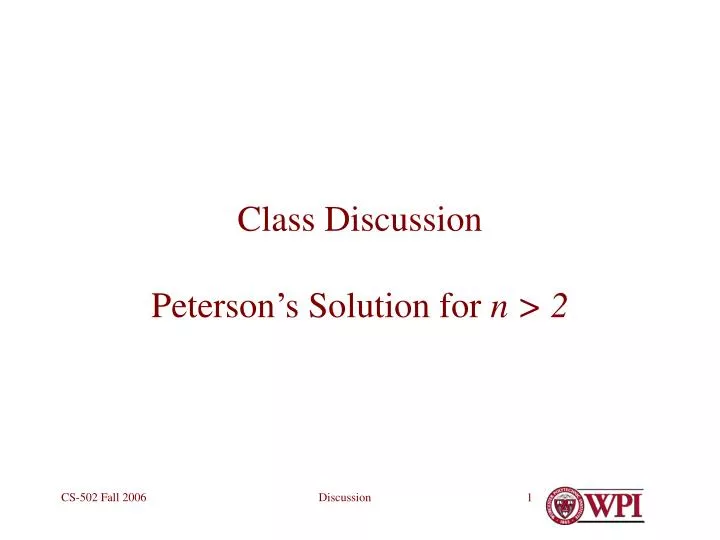 class discussion peterson s solution for n 2