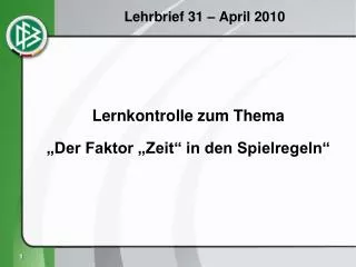 Lehrbrief 31 – April 2010