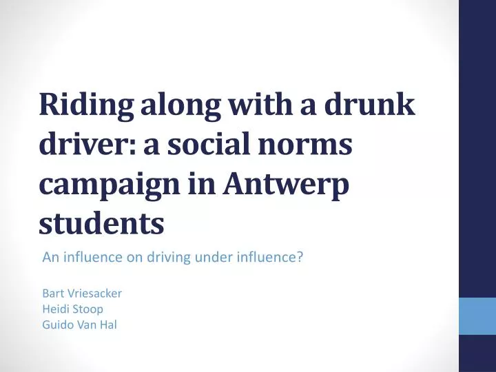 riding along with a drunk driver a social norms campaign in antwerp students