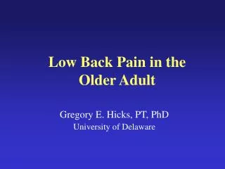 Low Back Pain in the Older Adult