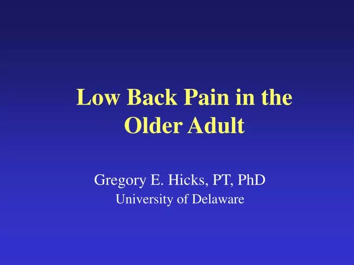 low back pain in the older adult