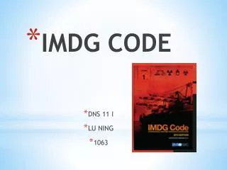 IMDG CODE DNS 11 I LU NING 1063