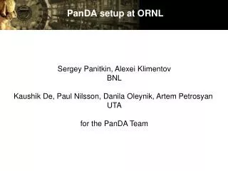 PanDA setup at ORNL