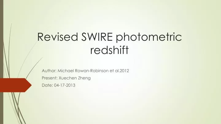 r evised swire photometric redshift