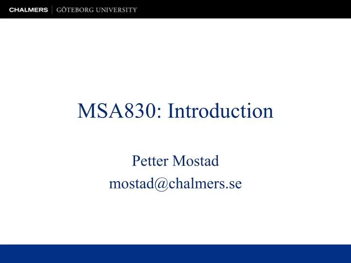 msa830 introduction