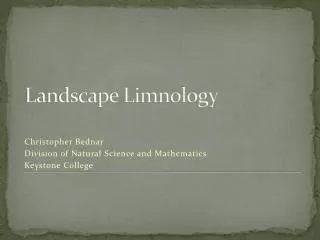 Landscape Limnology