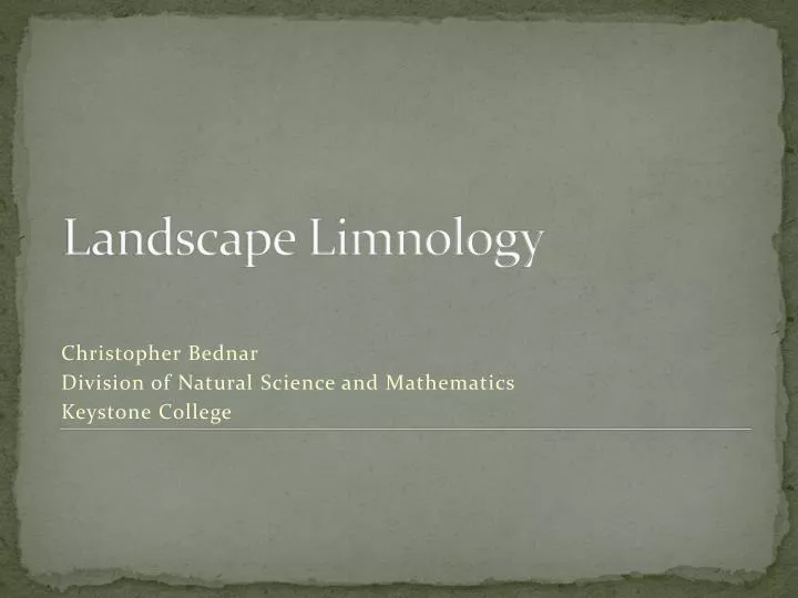 landscape limnology