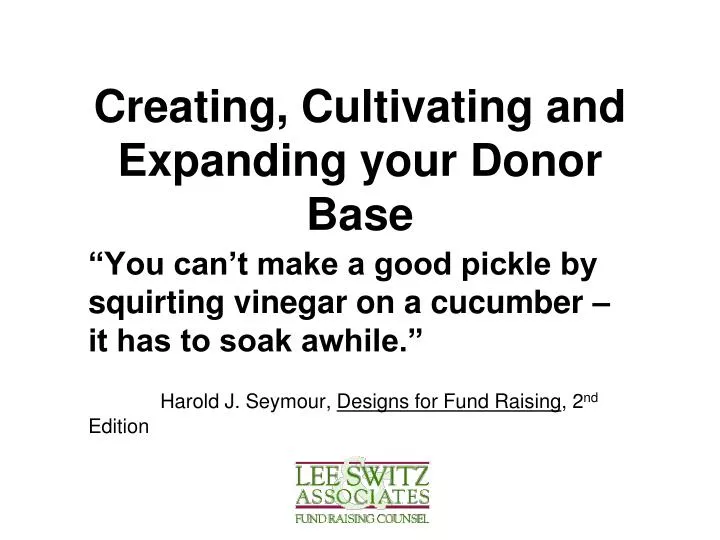 creating cultivating and expanding your donor base