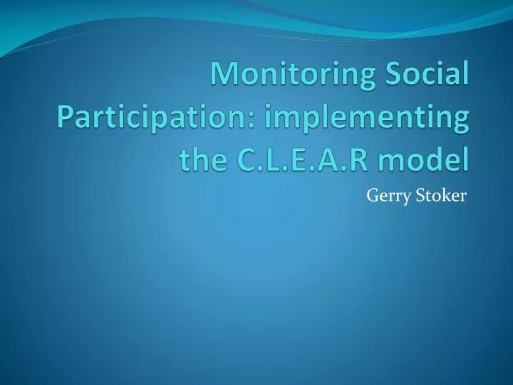 monitoring social participation implementing the c l e a r model