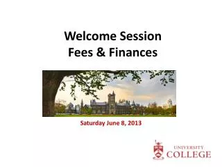 Welcome Session Fees &amp; Finances