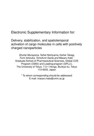 Electronic Supplementary Information for: