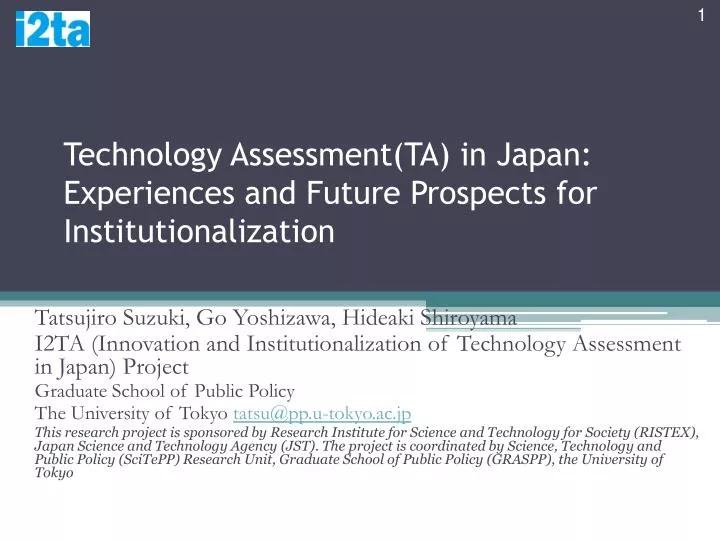 technology assessment ta in japan experiences and future prospects for institutionalization
